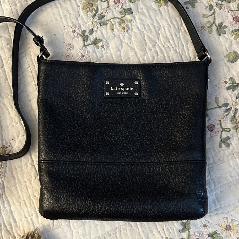 Kate Spade Textured Black Crossbody Bag pebbled leather 10 x 10